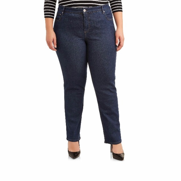 Terra & Sky Denim - Terra & Sky Women's Plus Straight Leg Jeans Petite